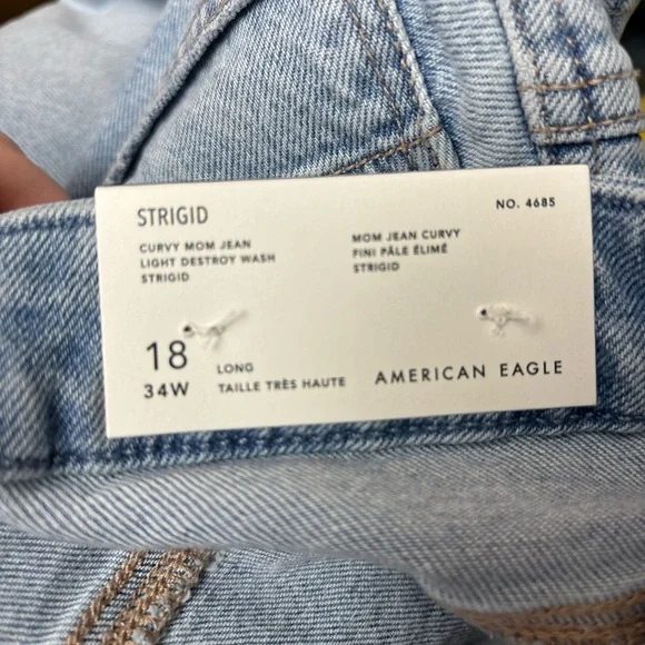 American Eagle Women’s Strigid Curvy Ripped Mom Jeans, Multiple Plus Sizes, NWT - Picture 8 of 12